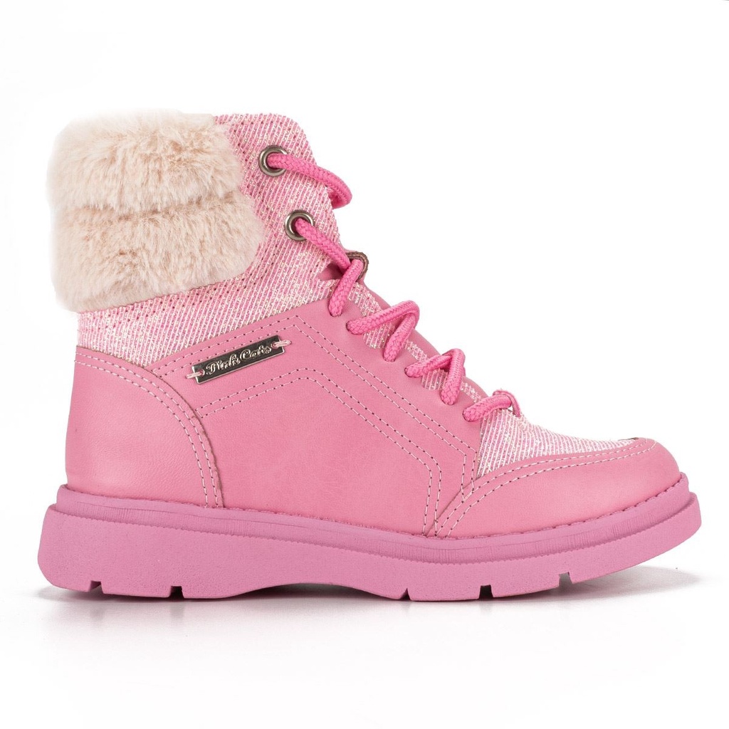 Bota Coturno Infantil Dakota Pink Cats Cano Curto Brilho