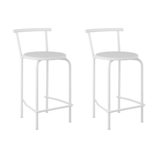 Conjunto 2 Banquetas Tubo Branco Napa Branca Carraro