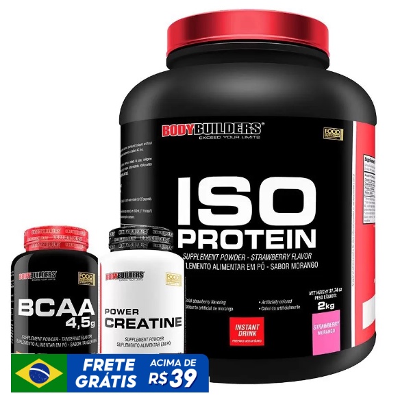 Kit Iso Whey Protein 2kg + Creatina 300g + Bcaa 100g - Bodybuilders