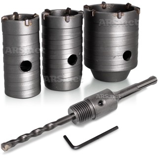 Kit 6 Pçs Serra Concreto Videa Copo 35mm 40mm 55mm C/haste Sds Plus 250mm