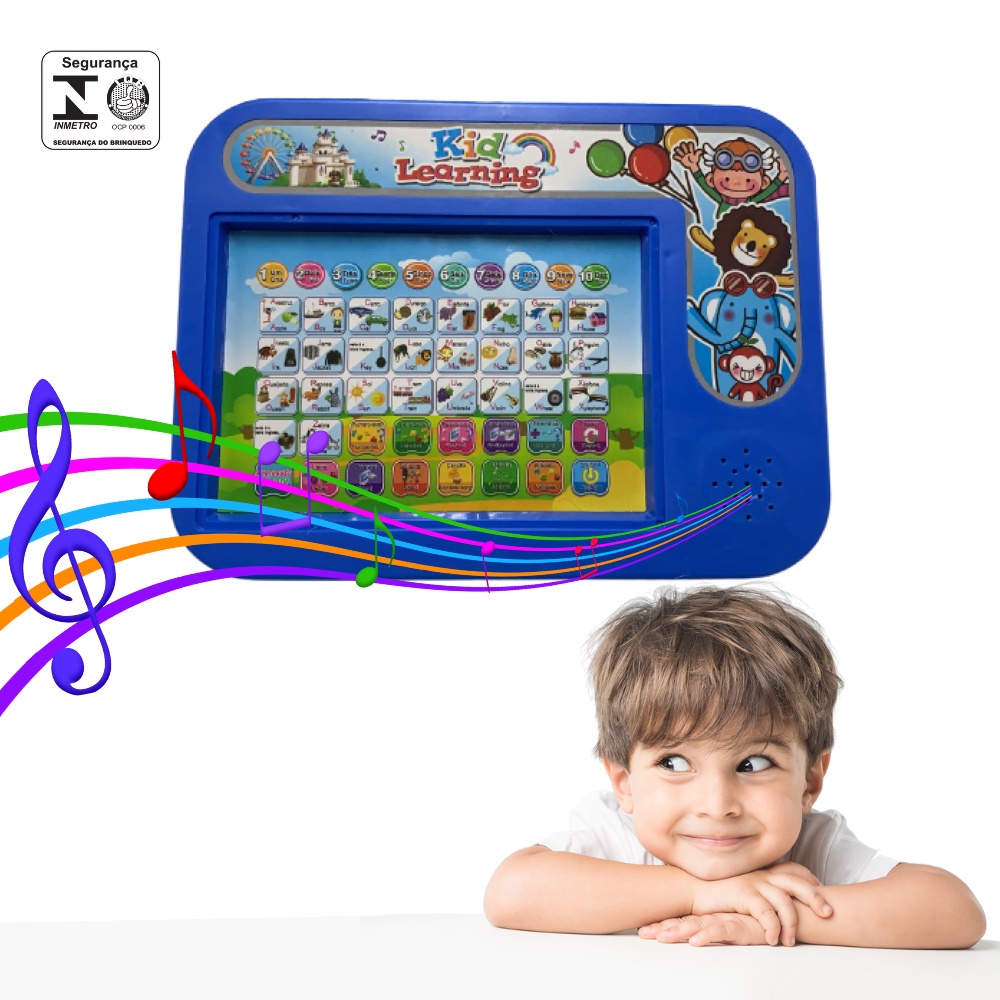 Tablet Educativo Bilingue Ingles Portugues Alfabeto Prancheta Infantil Alfabetização Musical Laptop