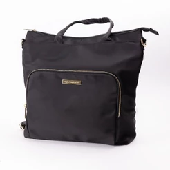 Bolsa Feminina Transversal Mochila Preta Com Detalhes em Dourado Imaginarium
