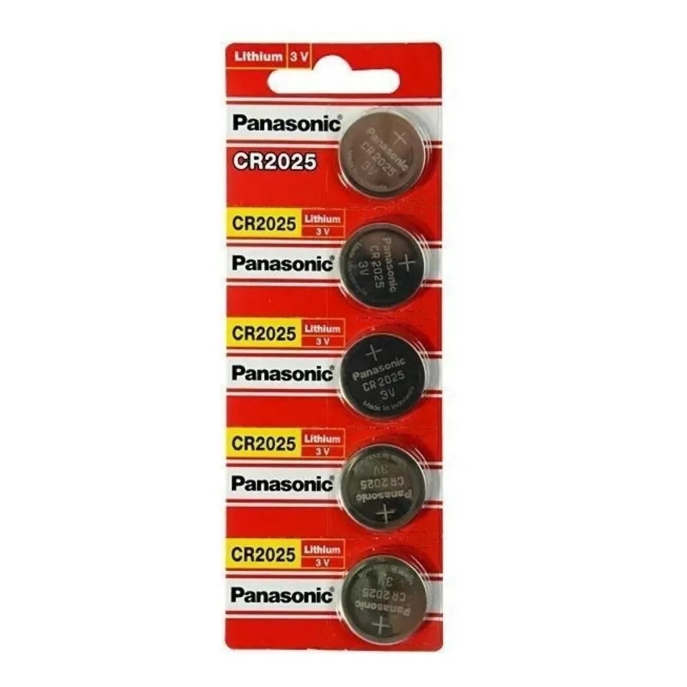 Pilha CR2025 3V Panasonic Bateria Moeda 5 unidades