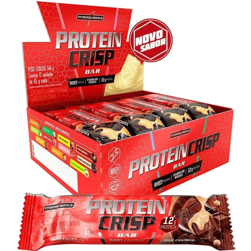 Barra de Proteína Protein Crisp Bar Duo Crunch IntegralMédica C/ 12 unidades