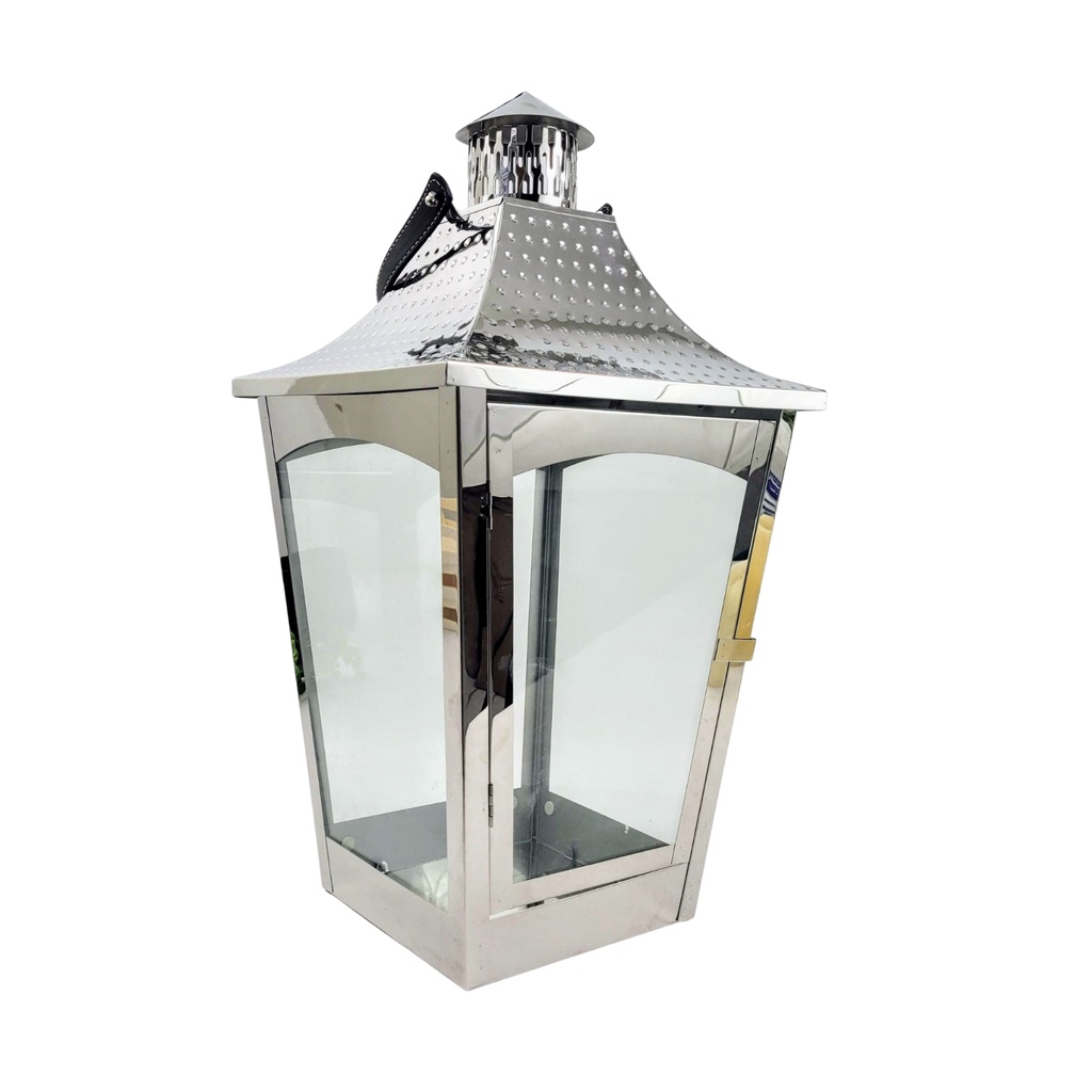 Lanterna Decorativa Marroquina Prata Inox 50x26cm G