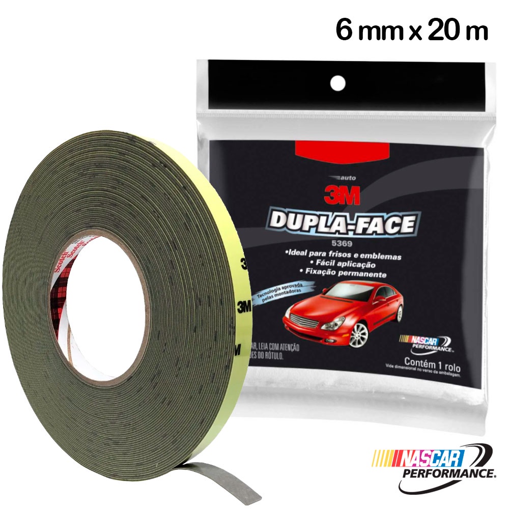 Fita Dupla Face 3M 5369 Automotiva 6mm x 20m Espuma Acrílica Cinza em Oferta na Shopee
