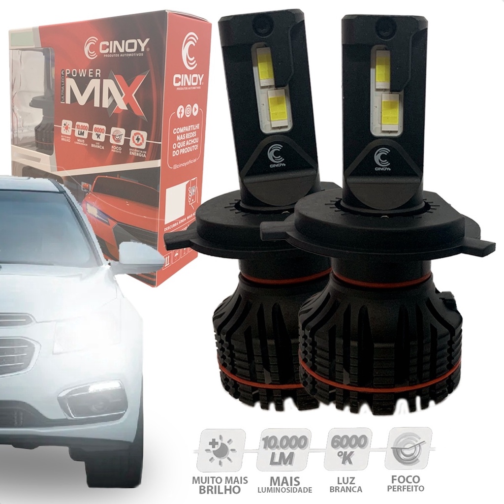 Par Lâmpadas Ultraled Cinoy Farol Alto e Farol Baixo H4 10000lm 6000 Ultra Branca em Oferta na Shopee