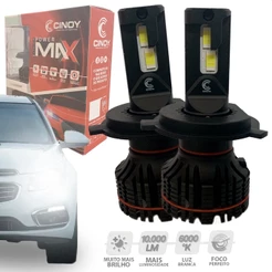 Par Lâmpadas Ultraled Cinoy Farol Alto e Farol Baixo H4 10000lm 6000 Ultra Branca