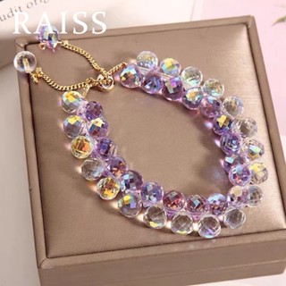 Pulseira De Cristal Púrpura De Champanhe Moda Feminina De Dupla Camada Com Contas Ajustáveis