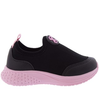 Tênis Infantil Cross Road Jogging Recortes Tecido Preto
