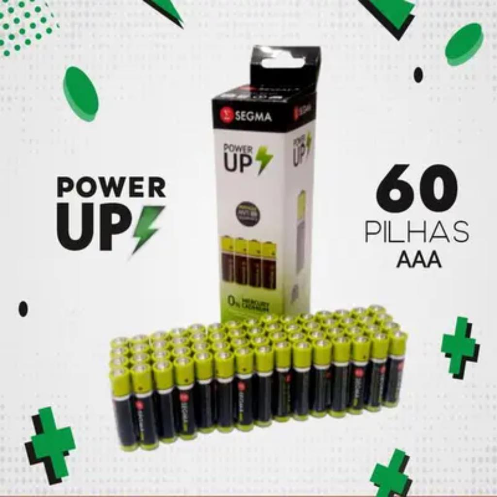 Pilha AAA Palito Segma Comum Zinco Caixa com 60 Unidades em Oferta na Shopee