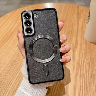 Capa Magnética De Luxo Para Carregamento Sem Fio Magsafe Samsung Galaxy S23 Ultra S21 FE S22 Plus Gold Plating