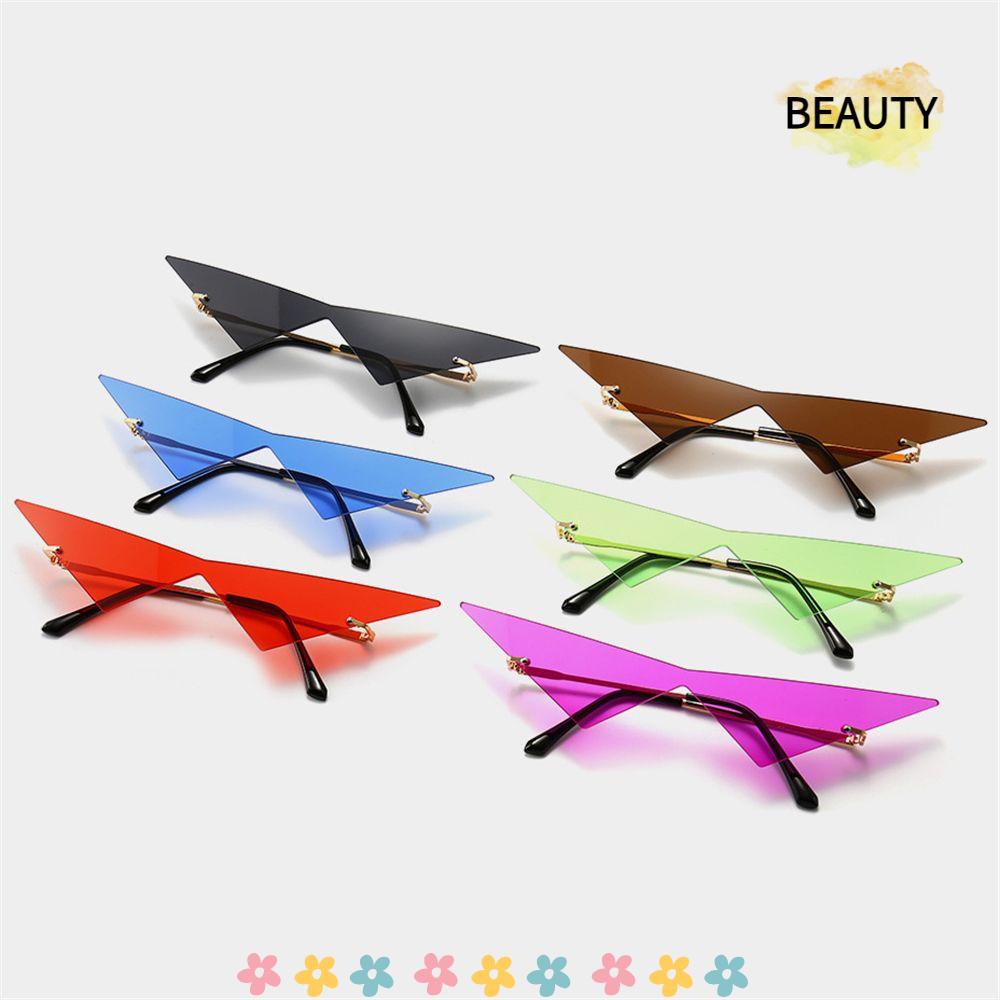 BEAU Óculos De Sol Triângulo Feminino Moda Sem Aro De Uma Peça em Oferta na Shopee