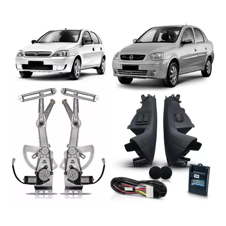 Kit Vidro Elétrico Corsa Novo Hatch Sedan Maxx Joy 4 Pts Dianteiro