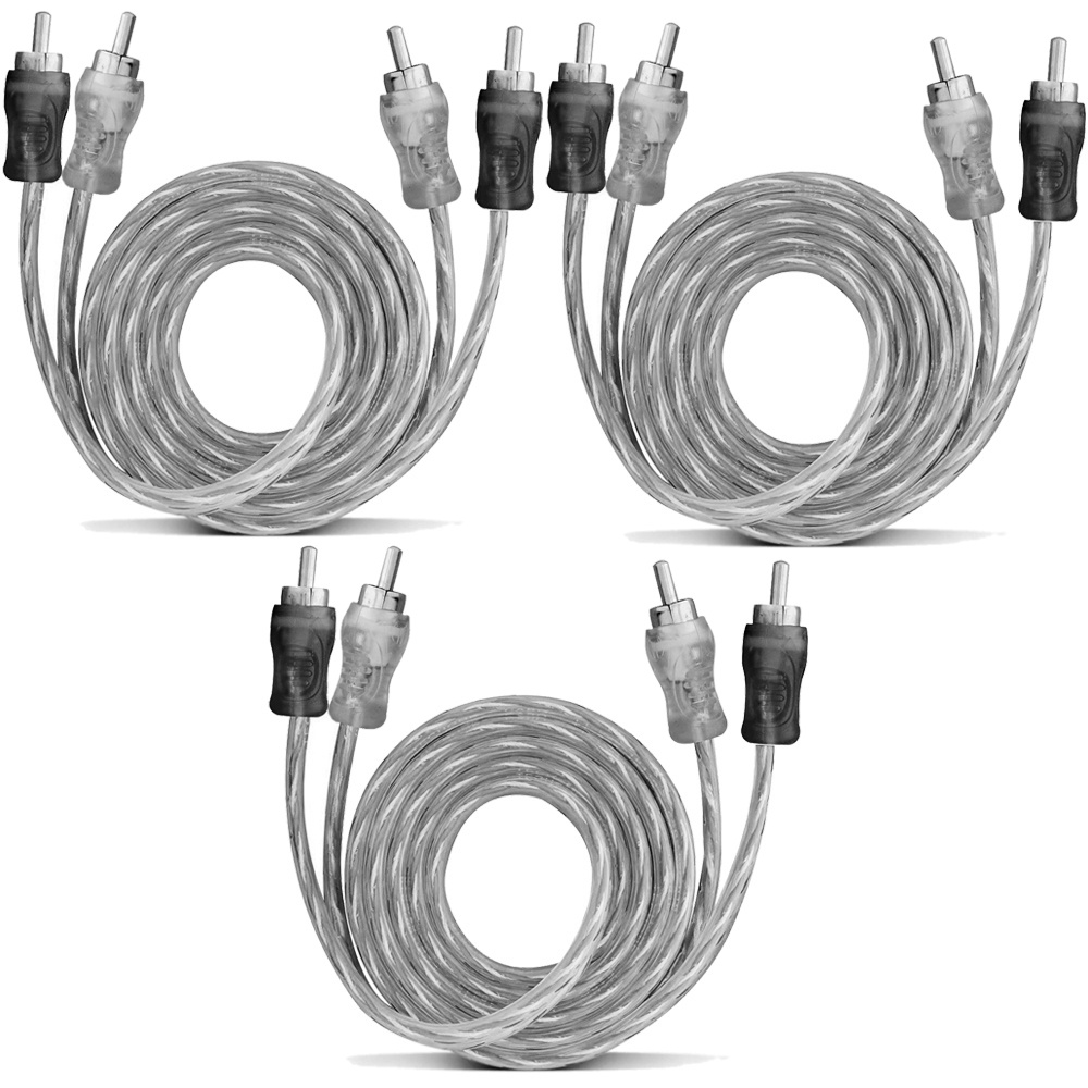 Kit 3 Cabo RCA 1 Metro Dupla Blindagem Injetado 4mm Preto Som Automotivo Conectores Duplos De Alta Pressão Caixa Bob Paredão em Oferta na Shopee