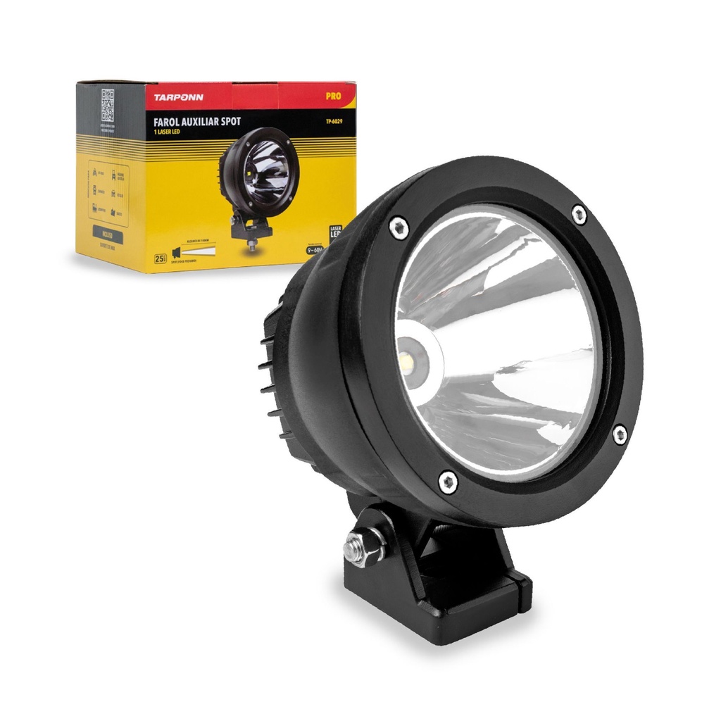 Farol Auxiliar Laser LED 25W Longo Alcance Spot IP67 9V-60V Tarponn Unidade