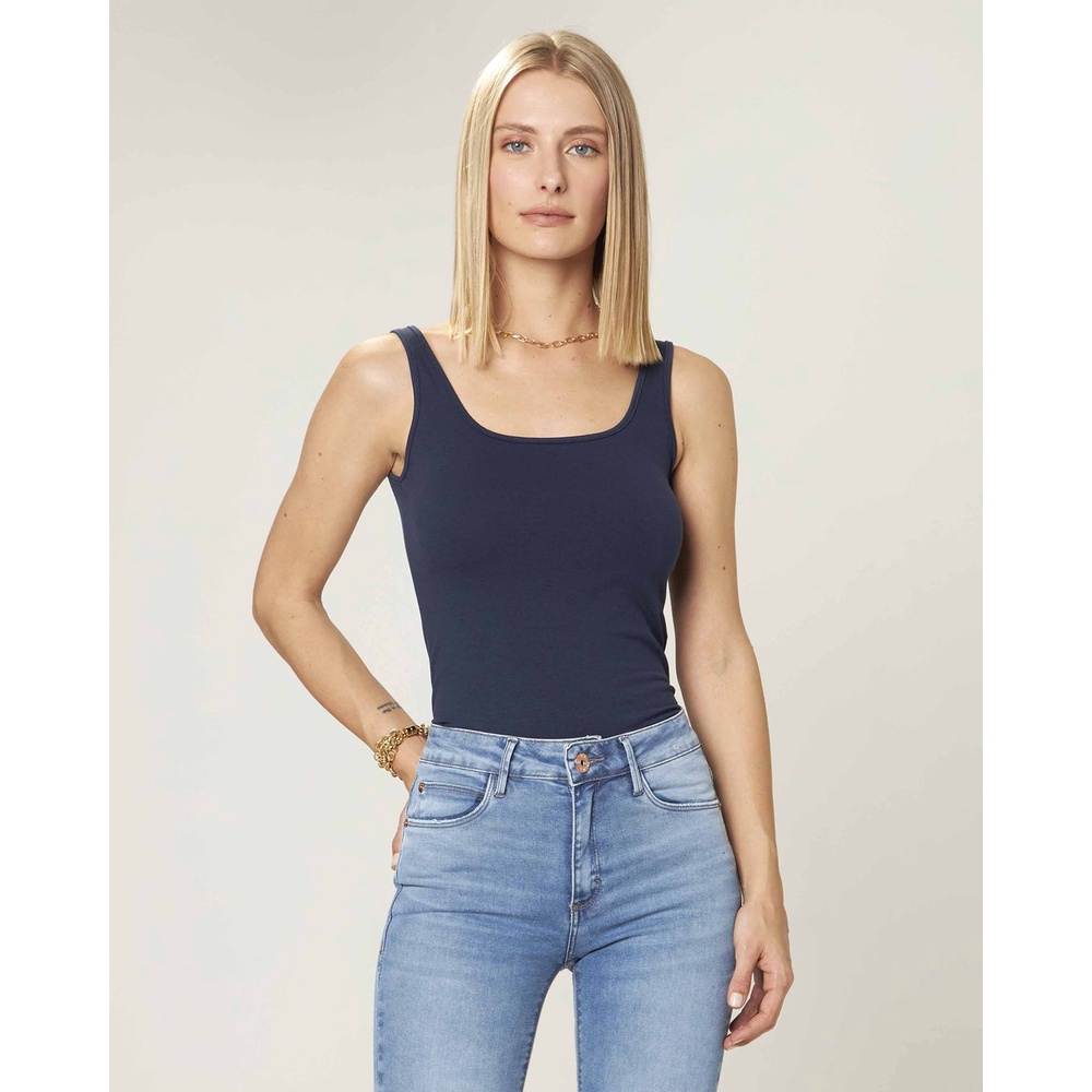 Regata Básica Feminina Alça Média Em Algodão em Oferta na Shopee