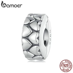 Bamoer 925 Sterling Silver Charm Heart Shape Posicionamento Acessórios De Fivela Para Pulseira DIY