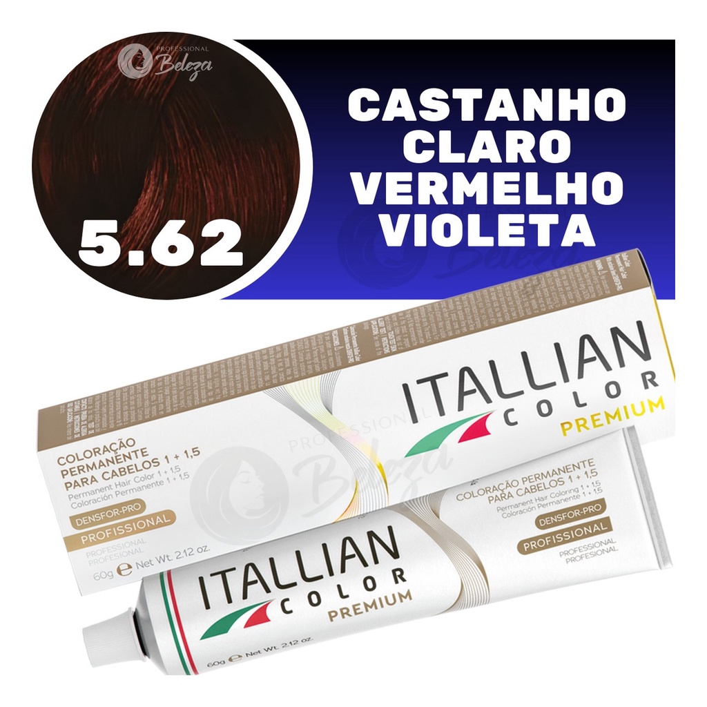 Coloração Itallian Color  5.62 Castanho Claro Vermelho Viole - Beauty
