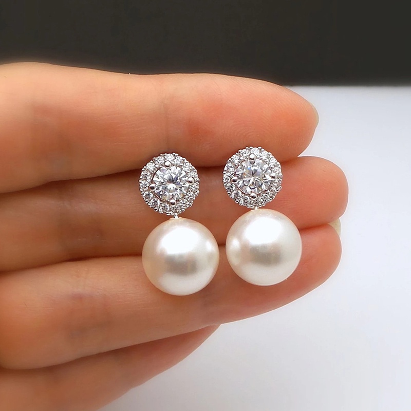 925 Prata Esterlina Bege Simulado Pérola Brincos Para Mulheres Design Simples Requintado Feminino Orelha Piercing Jóias