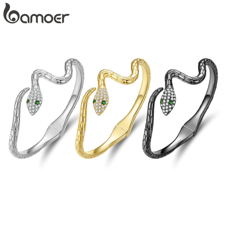 Bamoer Resizable Pulseira Simples De Punho De Cobra Mede Duas Cores Jóias De Moda YIB058 em Oferta na Shopee