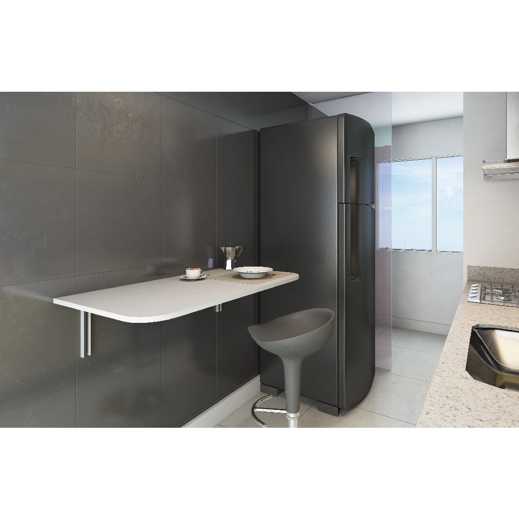 MDS 40X90 Mesa Dobravel com suporte incluso 40x90 cms, Mesa de parede dobrável com suporte incluso, mesa para apartamento, bancada pra refeição, mesa trocador