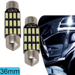 Par De Lâmpadas de Led Automotivas Torpedo 36mm 12v Volts 12 Leds Luz Branca