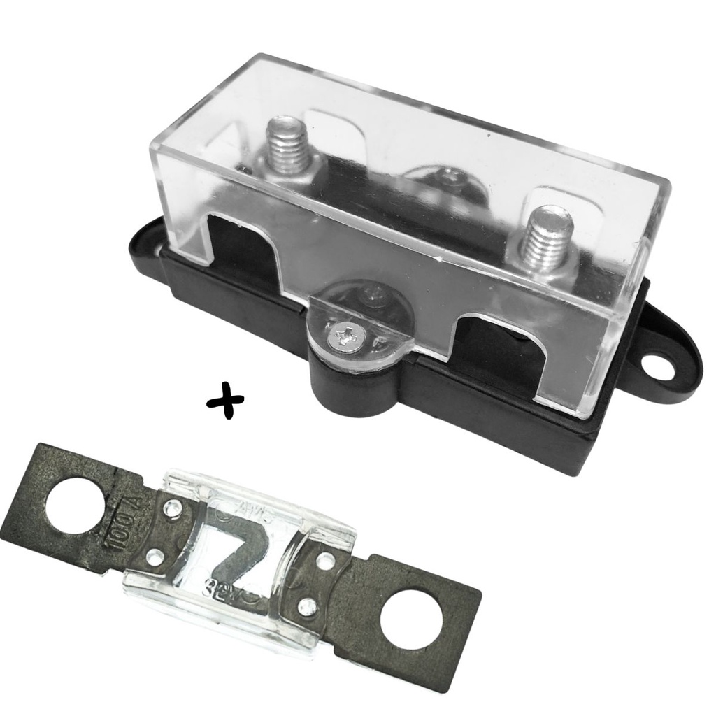 Kit Porta Fusível Grande Acrílico E Fusível Mega 100 Amperes Facil e Rapida Instalação Automotiva