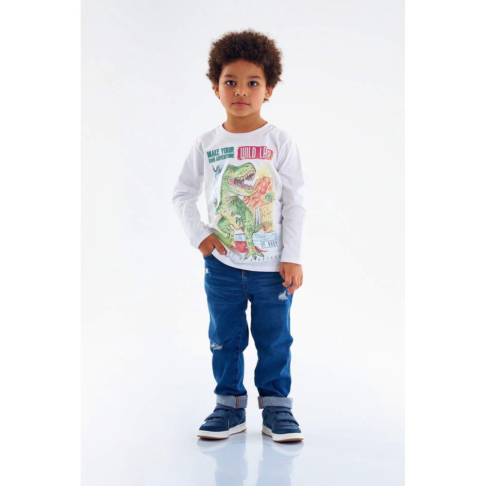 Camiseta Manga Longa em Meia Malha Infantil para Menino Up Baby