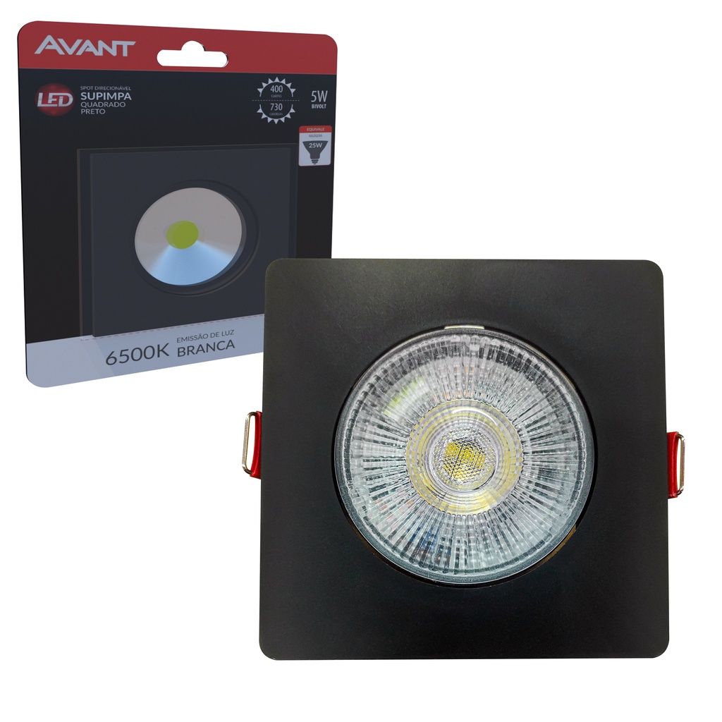 Lâmpada Led Spot Supimpa Quadrada Branco 5w Bivolt Casa Teto Decorada Avant