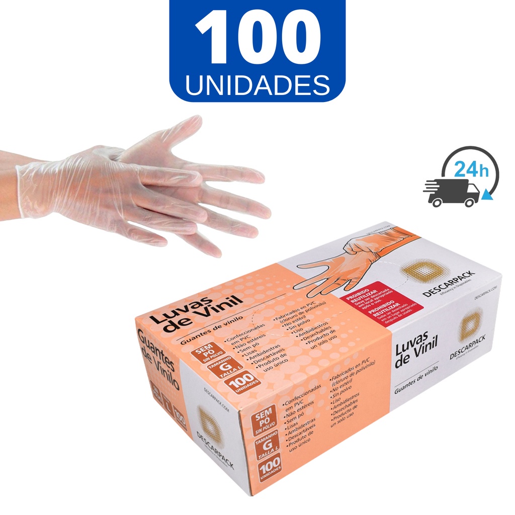 Luva Descartável Vinil Transparente Vinilo Sem Pó e Com Pó 100 Unidades P M G em Oferta na Shopee