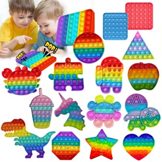 Brinquedo Pop It Fidget Toy Ansiedade Anti Stresse Quadrado Redondo Colorido Crianças Tiktok