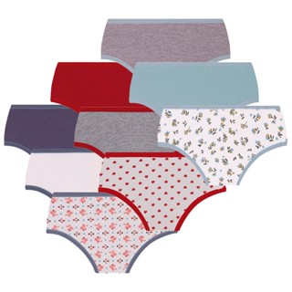 Kit com 9 Calcinhas Infantil Lobinha Teen Estampada Basica