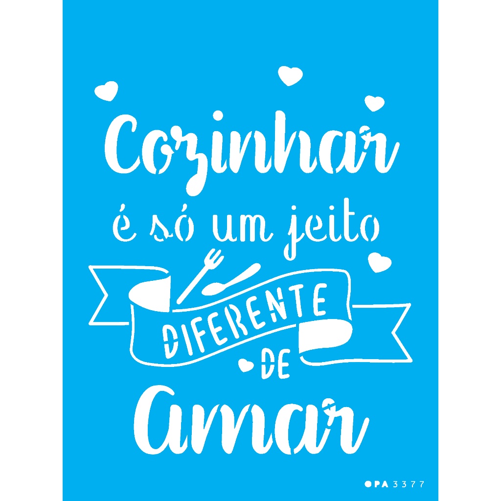 Stencil Opa 15x20 Frases Cozinhar Com Amor 15x20 Opa 3377 em Oferta na Shopee