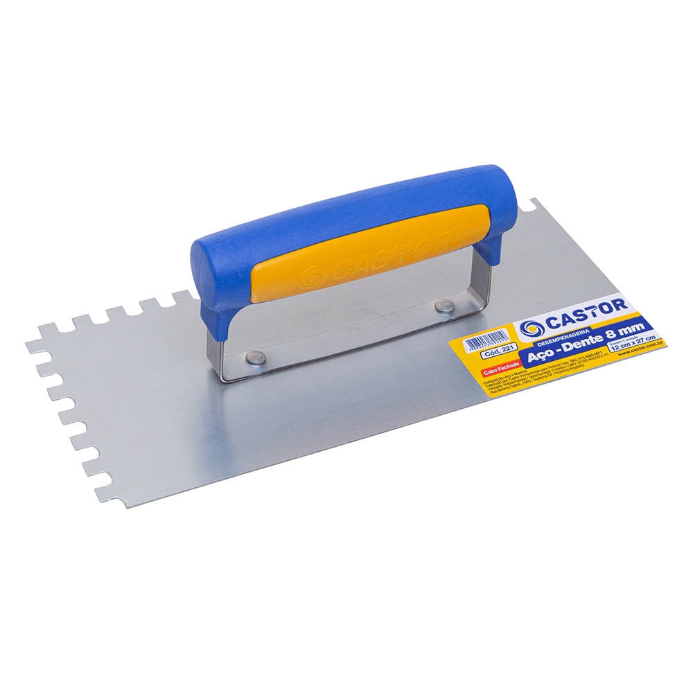 Desempenadeira aço 12x27cm Dentada 8mm Cabo fechado - Castor em Oferta na Shopee