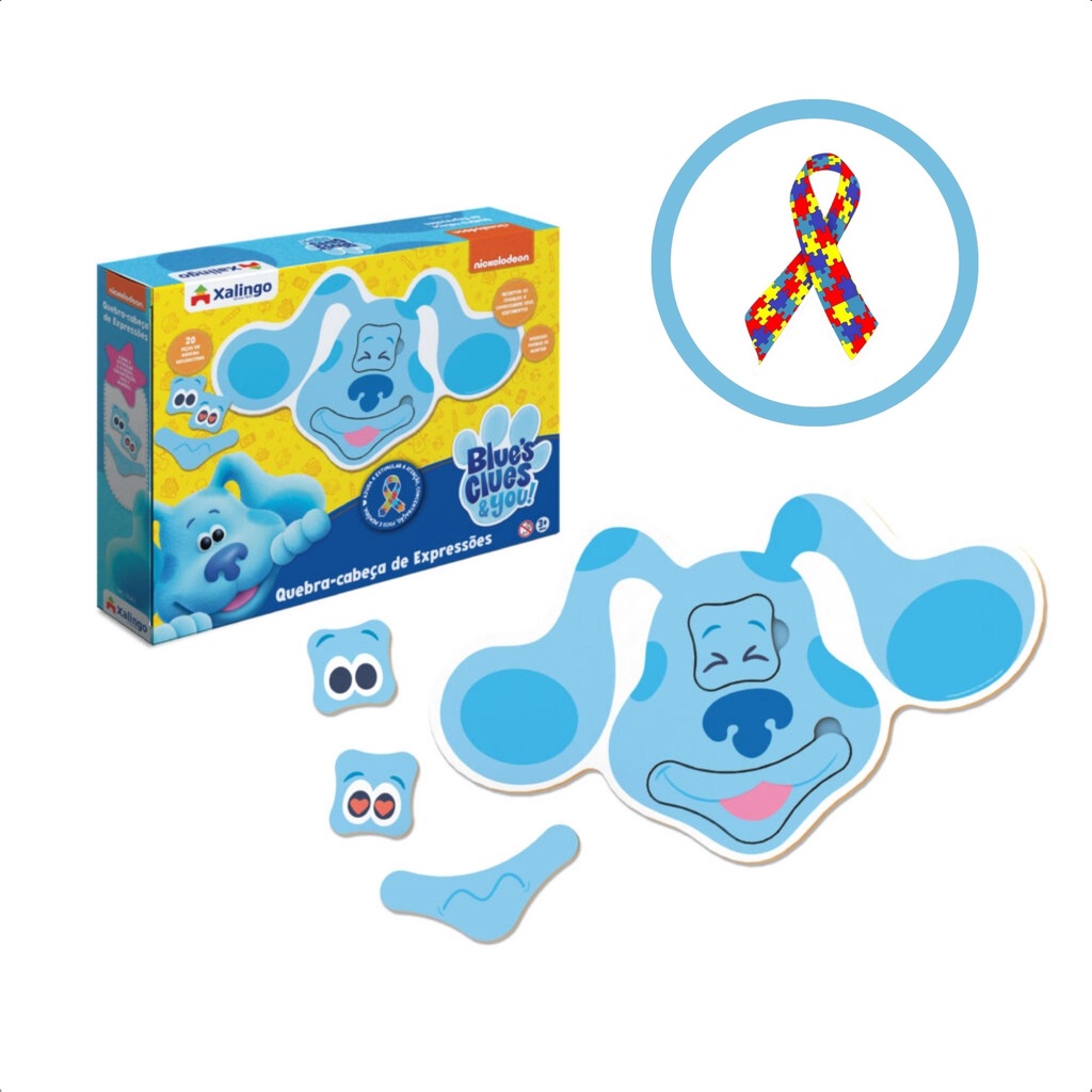 Quebra-Cabeça de Expressões Blue's Clues Desenvolvimento de Crianças com TEA, TDA e TDAH 20 Peças - Xalingo 55343