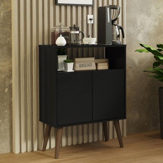 Aparador Buffet Cantinho do Café com Pés 2 Portas Preto 7030 Madesa
