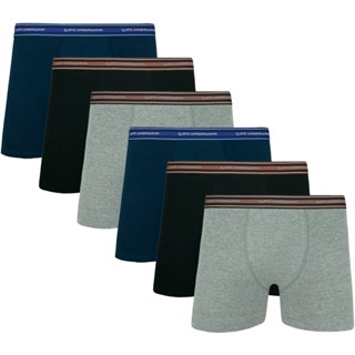 Kit com 6 Cuecas Boxer Tamanho Especial Plus Size Algodão Lupo