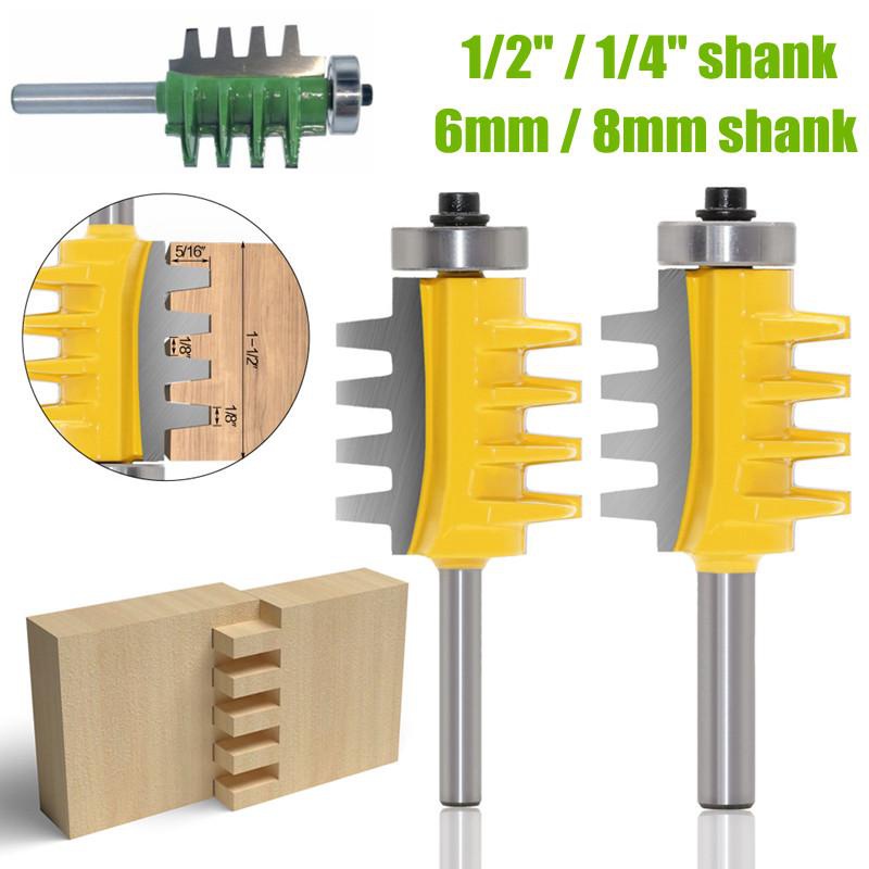 1PC 6mm 8mm Shank Reversible Finger Joint Cola Router Bit 1/2 "/1/4 " Cone Fresa De Tenon Para Ferramentas De Corte De Madeira Carpinteiro