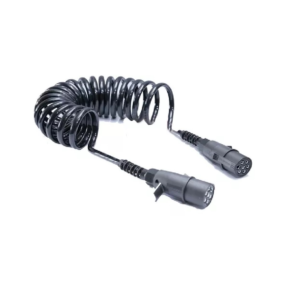 Chicote Espiral Elétrico Com Tomadas Cavalo Carreta 5,5 Metros 7 Fio - Caminhão Sc Volvo Mercedes