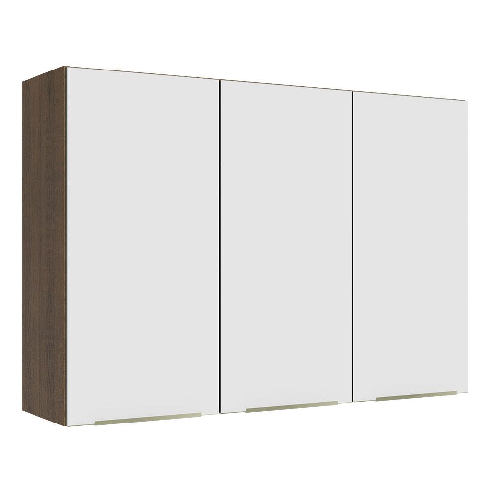 Armário Aéreo 120 cm 3 Portas Rustic/Branco Veludo Lux Madesa
