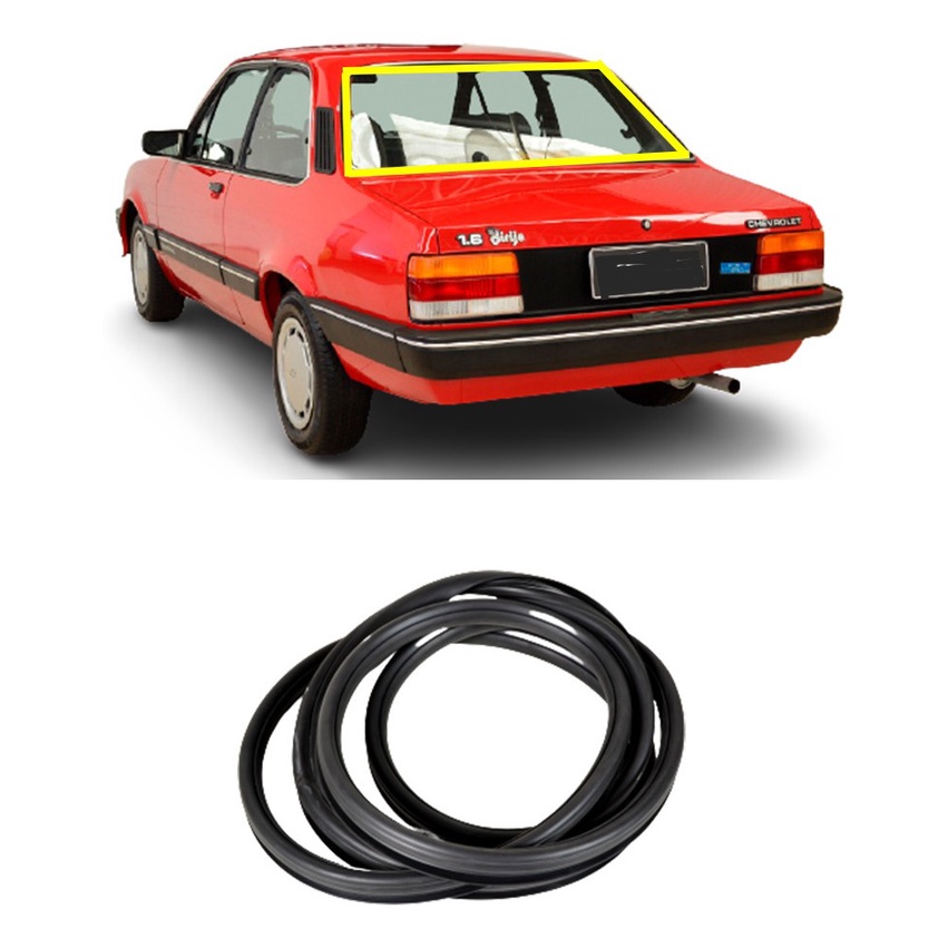 Borracha Vidro Traseiro Vigia Chevette Sedan C/encaixe Friso