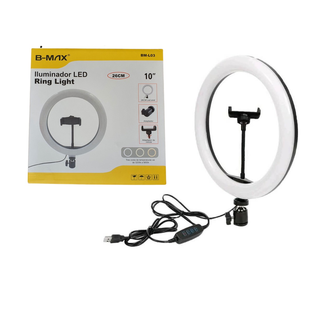 Iluminador Ring Ligth Anel Luz 26cm Fotos Selfie Youtuber