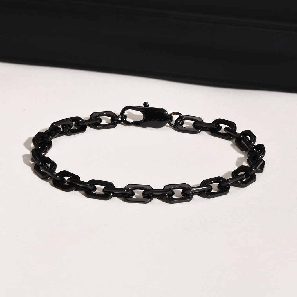 Vnox Fashion Men's Stainless Steel Crotch Chain Corrente De Aço Inoxidável Feita À Mão Pulseira Preta · foto 2