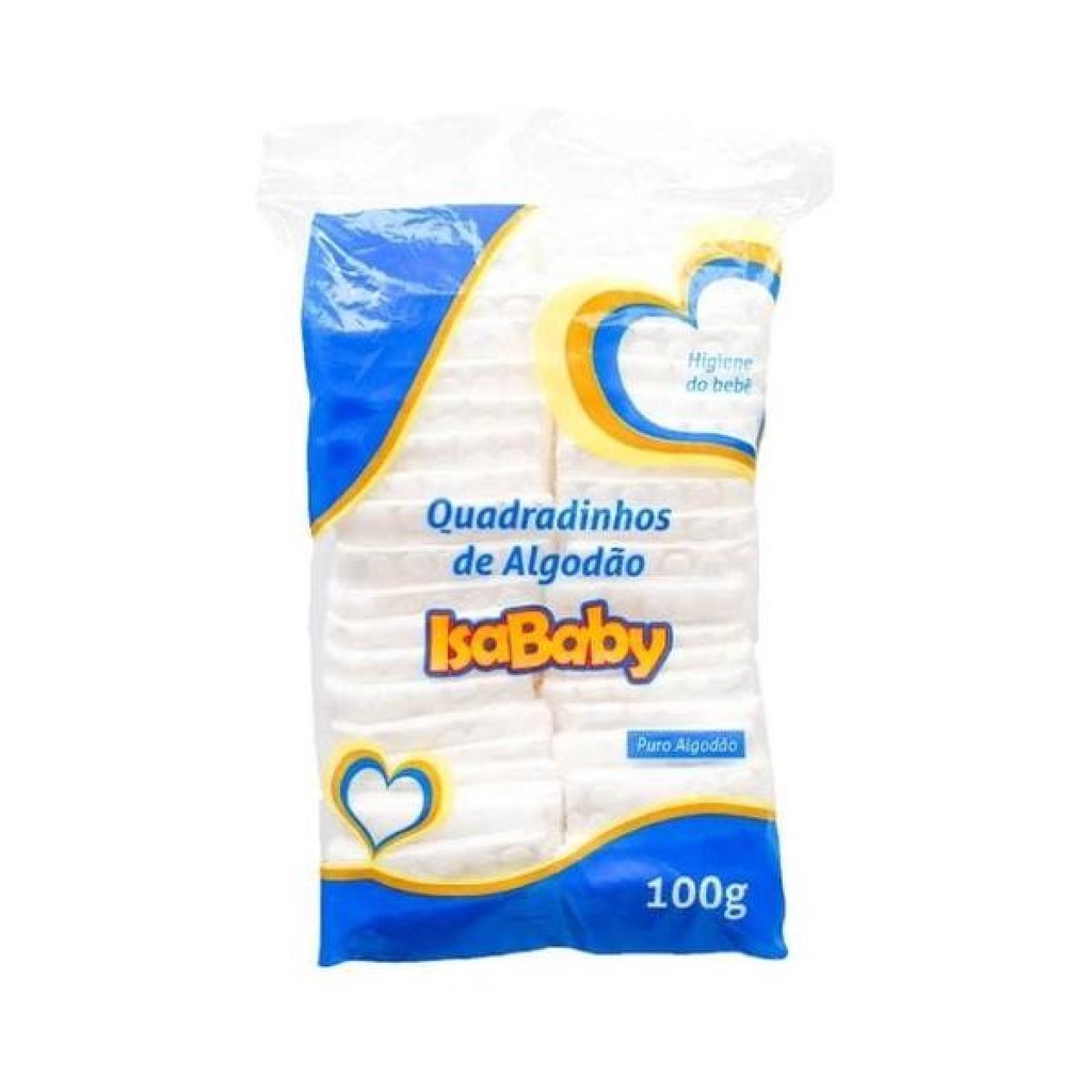 Algodão Quadradinhos Higiene do Bebê IsaBaby 100g