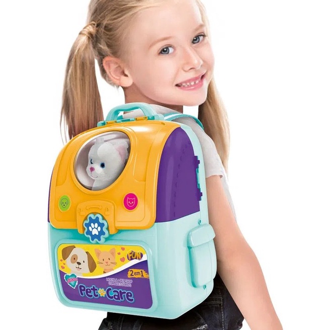 Adotados Maleta Vira Mochila Pet Shop Gato Ou Cachorro Fun