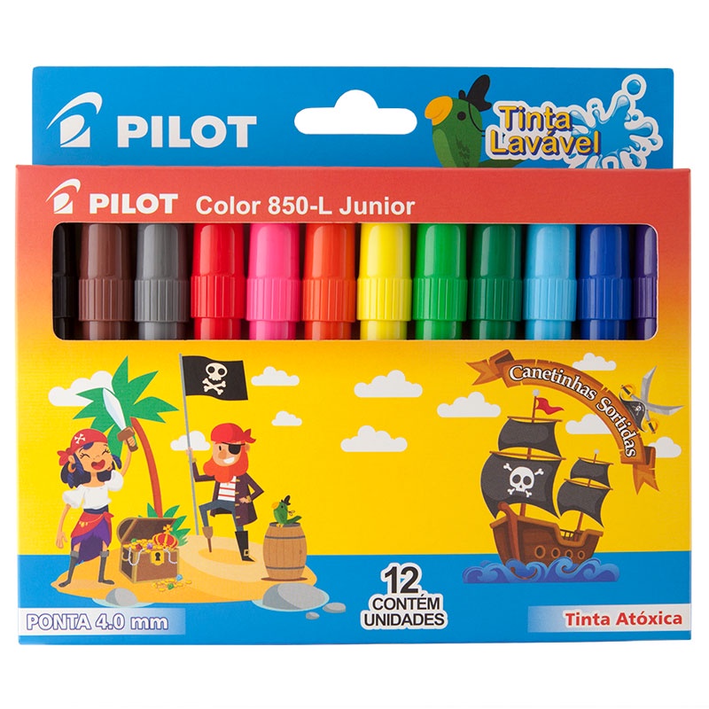 Caneta hidrográfica Color 850-L JR com 12 cores Pilot em Oferta na Shopee