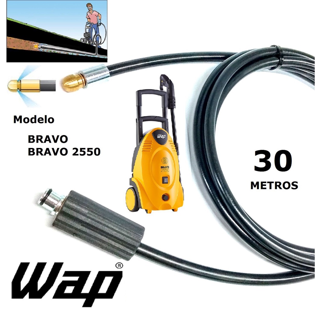 Mangueira desentupidora de tubulação WAP - 30 Metros - Wap BRAVO 2550