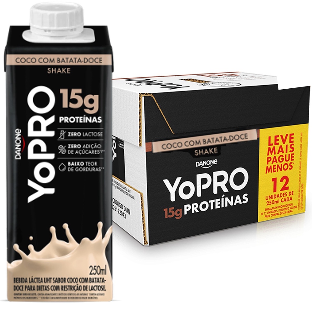 YoPRO Coco c/ Batata Doce 15g Proteina 250ml (12 unidades)
