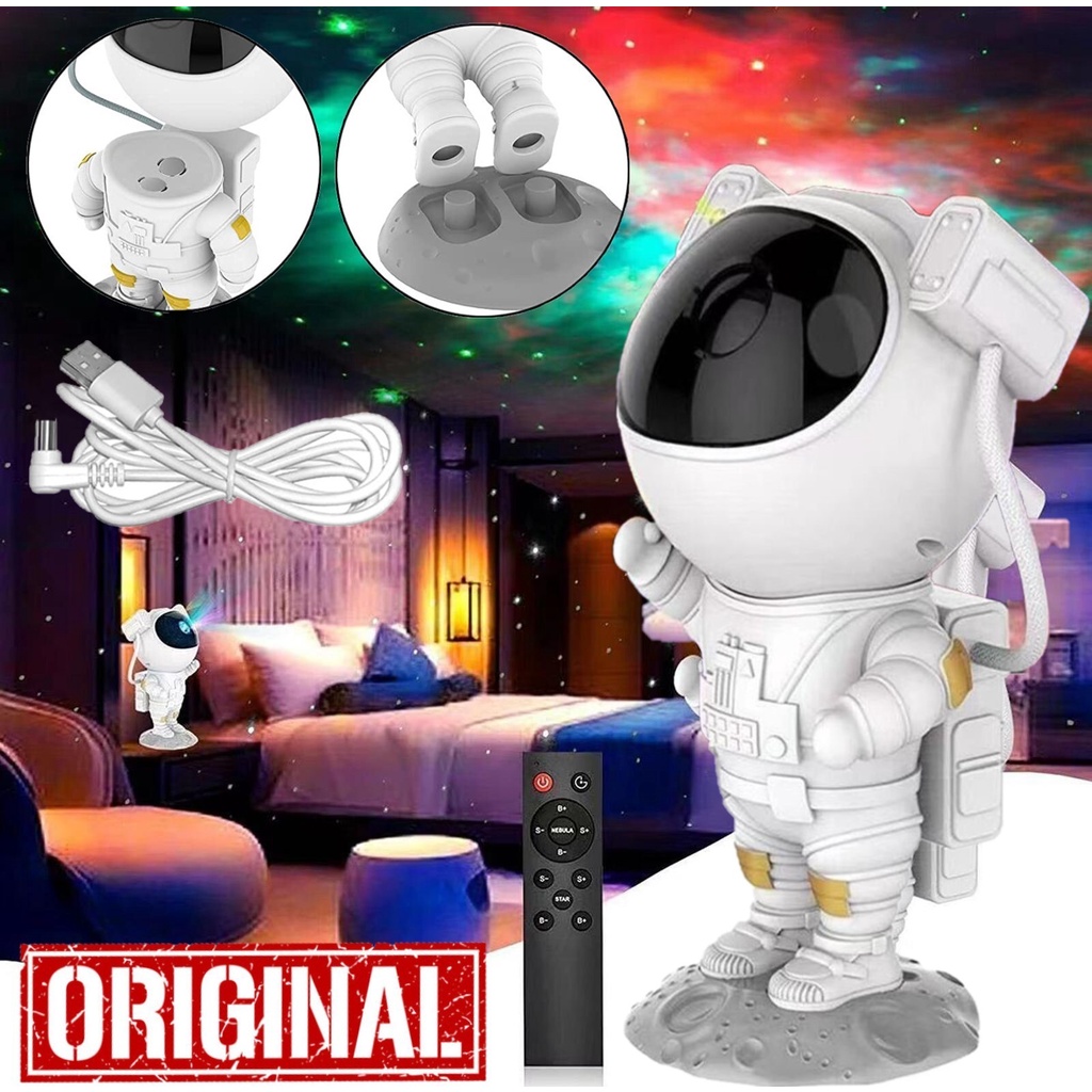 Projetor Luz Noturna Astronauta Luminária Efeito Galaxia Starry Sky Star Light Abajur Laser Multicolor Estrelado Criança